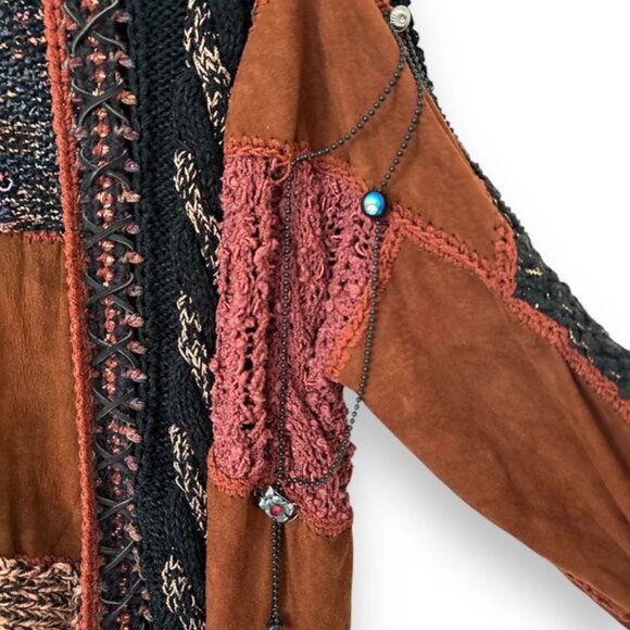 Amy Penzell Vintage 80s Patchwork Sweater Cardigan - Size Medium - Picture 3 of 11
